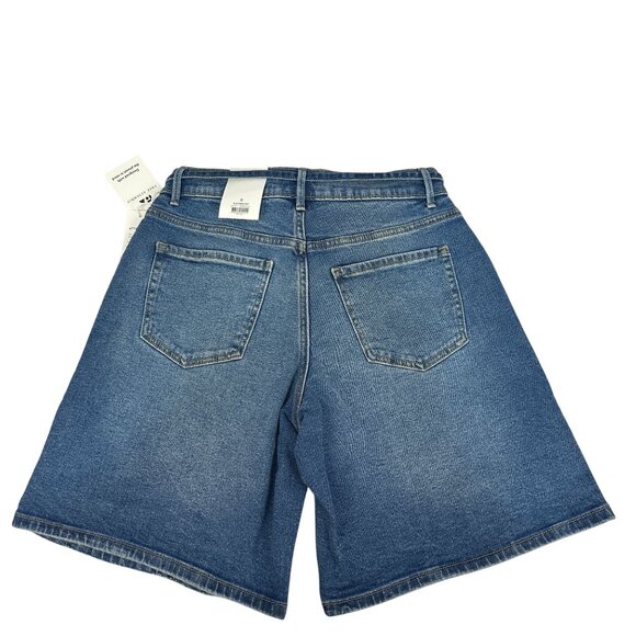Free Assembly Womens Light Blue Belted Bermuda Jean Shorts Size 0 Cotton Blend - Picture 8 of 8